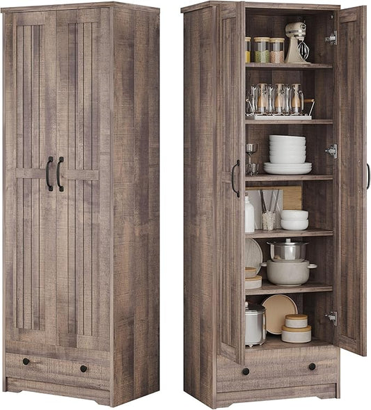 70" Tall Storage Cabinets, Large Wood Storage Pantry Cabinet by Decofy