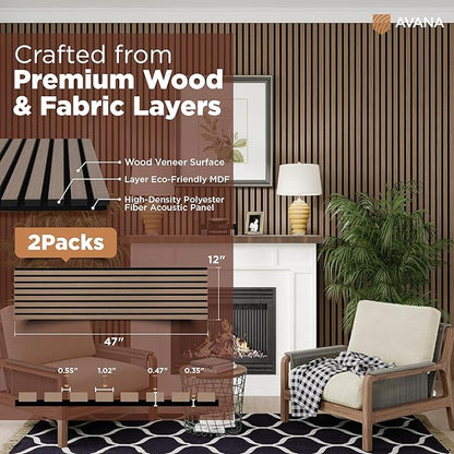 Avana Acoustic Wood Wall Panels – 47.2 X 12.6 Inch Smoke Walnut Acoustic Panels - Image 4