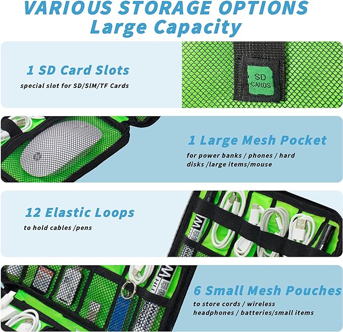 Electronics Organizer, Travel Cord Organizer Pouch, Portable Cable Organizer - Image 5