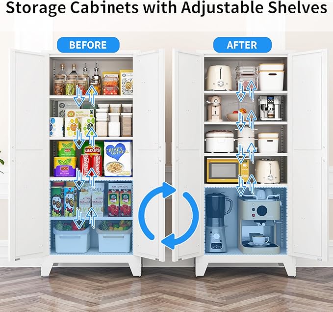 71" Tall Pantry Cabinet, Kitchen Pantry Storage Cabinets - Image 4