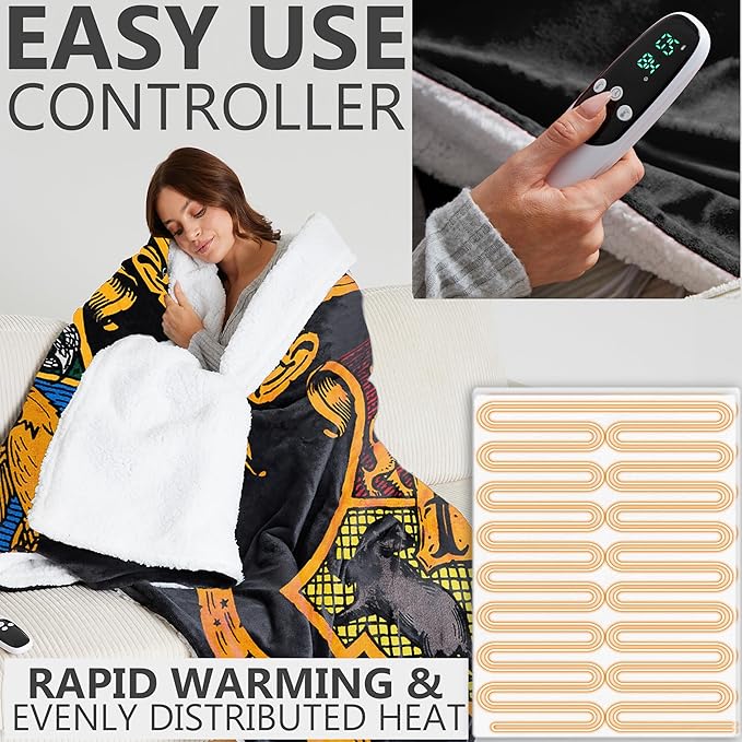 Harry Potter Gifts Heated Blanket Electric, Queen Size Luxurious Fleece - Image 3