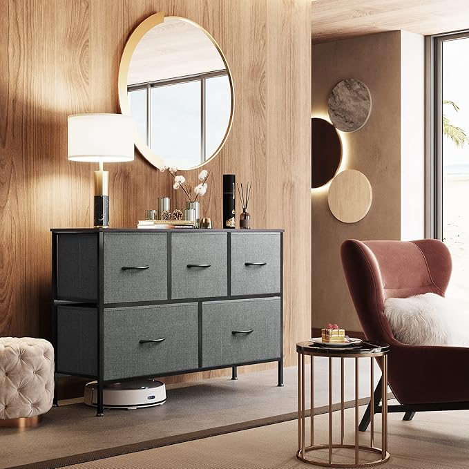 WLIVE Dresser for Bedroom with 5 Drawers, Long Storage Tower Organizer Unit - Image 4