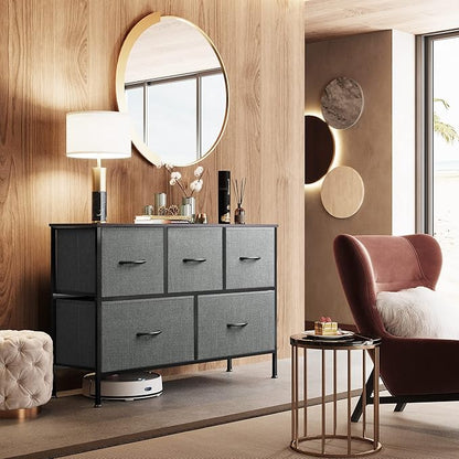 WLIVE Dresser for Bedroom with 5 Drawers, Long Storage Tower Organizer Unit - Image 4