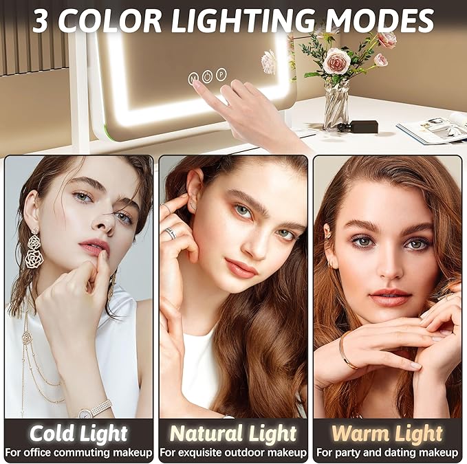 FENNIO Vanity Mirror with Lights 22 Inch- LED Lighted Makeup Mirror, Large - Image 3