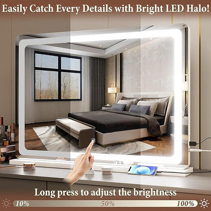 FENNIO Vanity Mirror with Lights 32"x22", Lighted Makeup Mirror, Large Vanity - Image 3