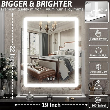 FENNIO Vanity Mirror with Lights 22 Inch- LED Lighted Makeup Mirror, Large - Image 5