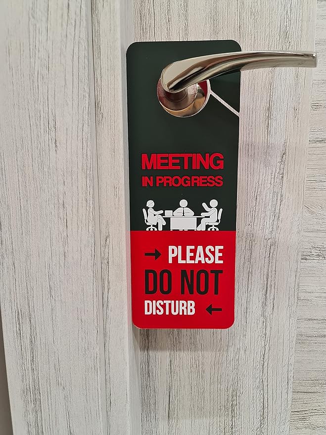 Business Design, Meeting In Progress Do Not Disturb Door Hanger Sign, 2 Pack - Image 4