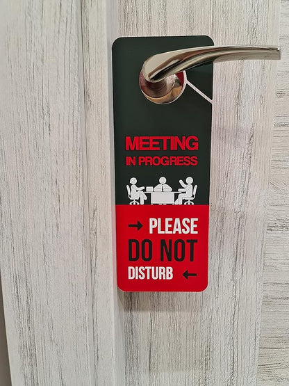 Business Design, Meeting In Progress Do Not Disturb Door Hanger Sign, 2 Pack - Image 4