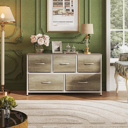 WLIVE Dresser for Bedroom with 5 Drawers, Wide Chest of Drawers, Fabric Dresser - Image 4
