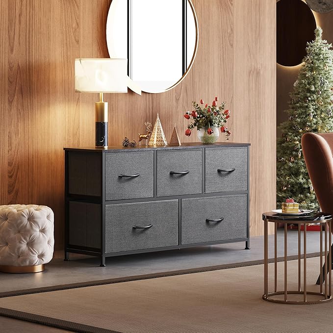 WLIVE Dresser for Bedroom with 5 Drawers, Wide Chest of Drawers, Fabric Dresser - Image 4