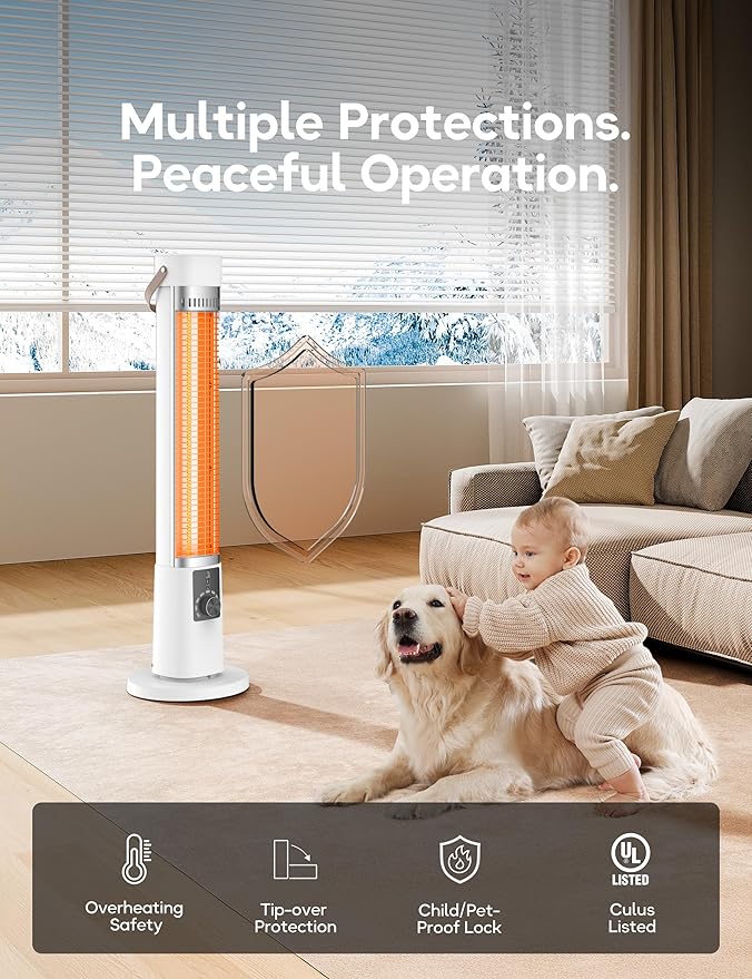 Patio Heater for Outdoor Use, Infrared Electric Outdoor Heater, 1500W Instant - Image 3