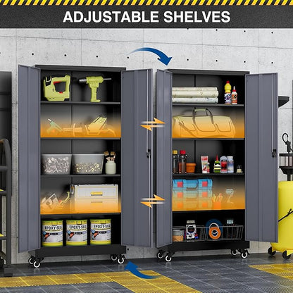 Metal Rolling Storage Cabinet-74.6” Tall Steel File Cabinets - Image 4