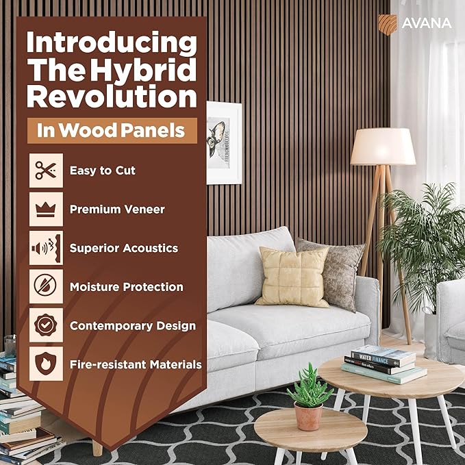Avana Acoustic Wood Wall Panels – 94.4 X 12.6 Inch Walnut Acoustic Panels 2 PCs - Image 2