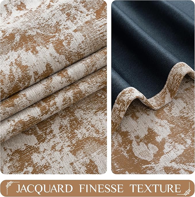Beauoop Brown Floral Jacquard Blackout Curtains 96 Inches Long 2 Panels - Image 2