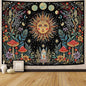 Accnicc Boho Sun and Moon Tapestry Hippie Mushroom Floral Wall Tapestry for Bedroom Aesthetic Vintage Plant Celestial Spiritual Small Tapestries Wall Hanging for Dorm Living Room Decor 48 x 36 Inch