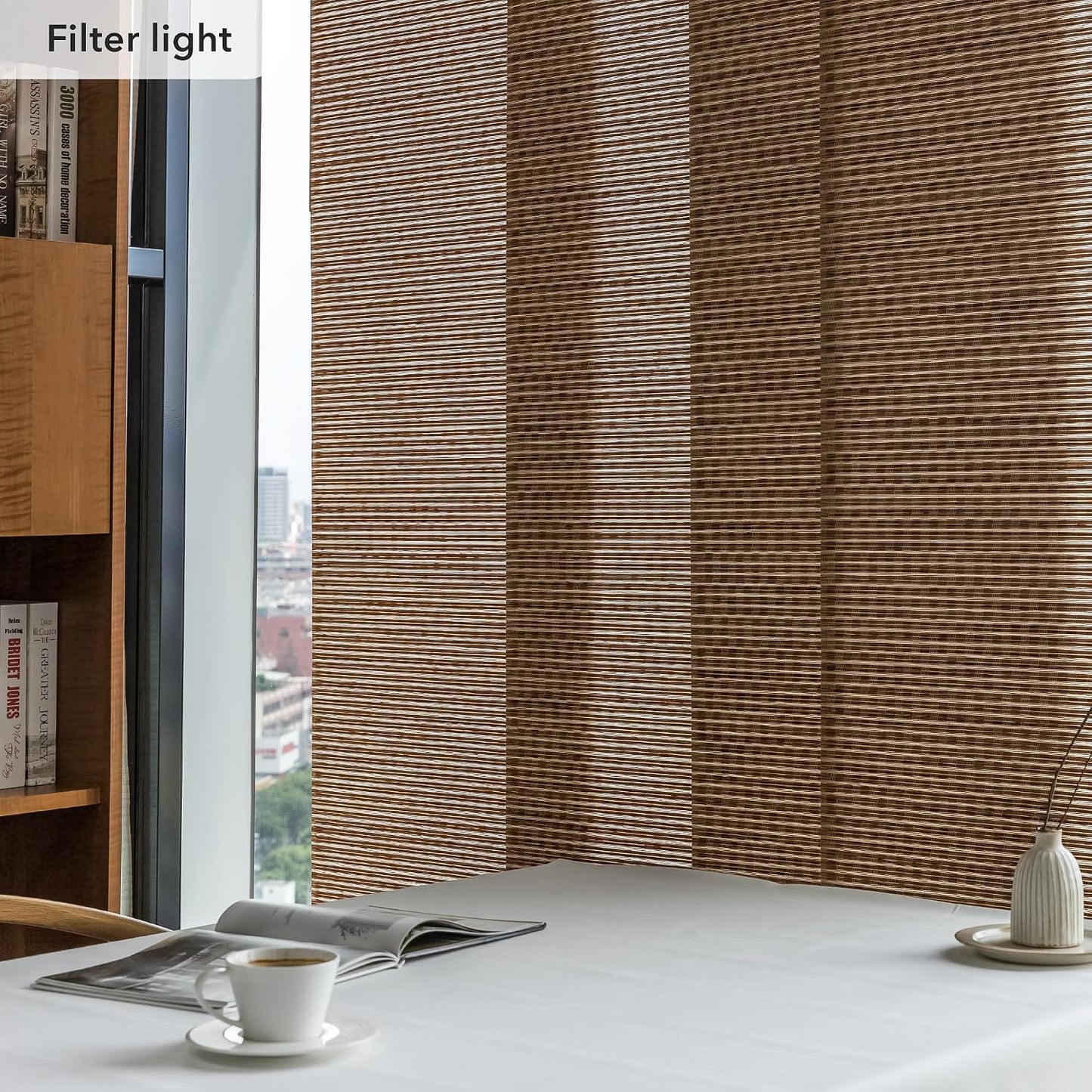 Panel Blinds Light Filter 45.8"-86" x 96", Mayonaka | Light-Filtering Panel Track Blinds for Windows and Sliding Doors with Adjustable Track and Trimmable Panels