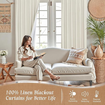 LAMIT Short Linen Blackout Curtains 30 Inches - Image 2