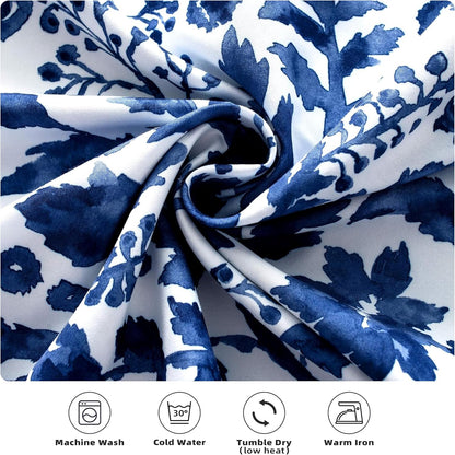 DriftAway Julia Watercolor Blooming Flower Floral Tie Up Curtain Thermal Insulated Blackout Window Adjustable Balloon Curtain Shade for Small Window Rod Pocket Single 31 Inch by 47 Inch Navy