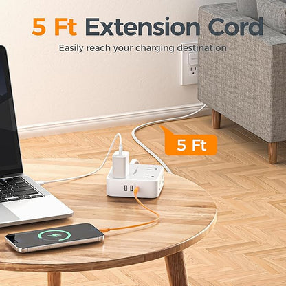 TESSAN Surge Protector Power Strip, 5 Ft Flat Plug Extension Cord - Image 6
