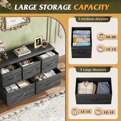 WLIVE Dresser for Bedroom with 5 Drawers, Long Storage Dresser, Fabric Dressers - Image 5
