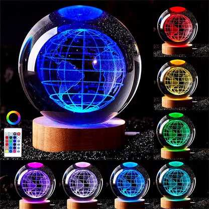 Conalisk 3D Earth Crystal Ball Lamp, 3.15 inch K9 Crystal Ball Night Light by Conalisk