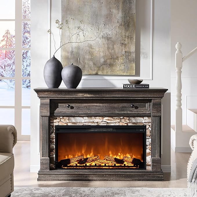 OKD 52" Farmhouse Electric Fireplace TV Stand - Image 2