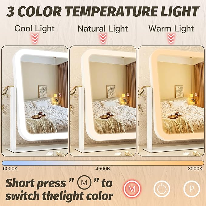 FENNIO Vanity Mirror with Lights 17''x13'' Makeup Mirror with Lights, Vanity - Image 2