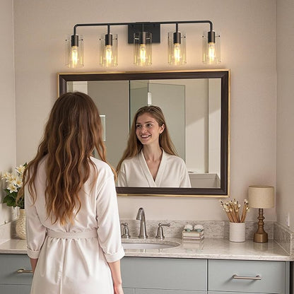 L LOHAS LED 5-Light Bathroom Light Fixtures, 33.85" Black Bathroom Vanity Light - Image 3