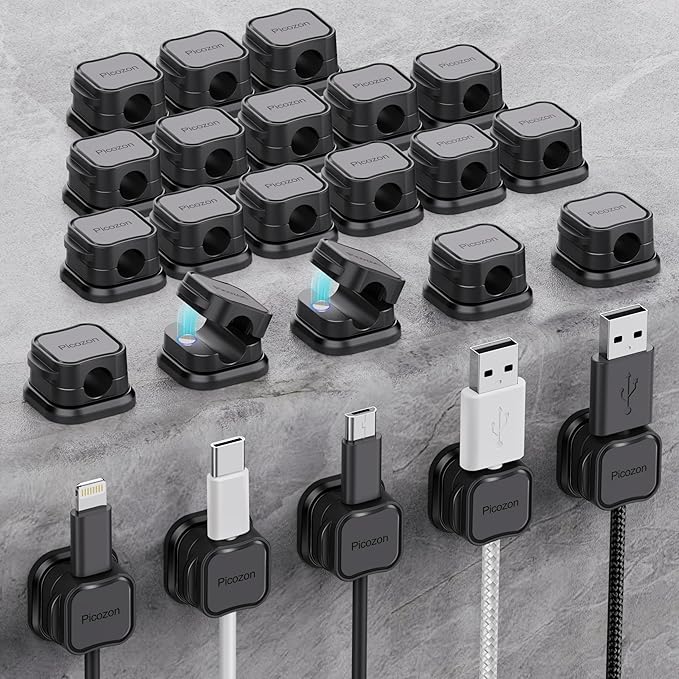 24 Pack Magnetic Cable Clip Organizer Cord Holder, Picozon Adhesive Cable by Picozon
