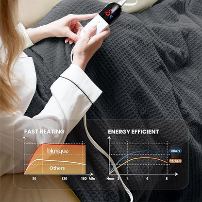 Heated Blanket Electric Throw Waffle, 50x60 Inches Sherpa Fleece Fast Heating - Image 4