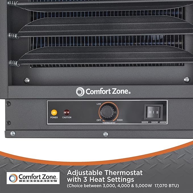 Comfort Zone Hard-Wired Ceiling Mount Garage Electric Space Heater, Fan-Forced - Image 3