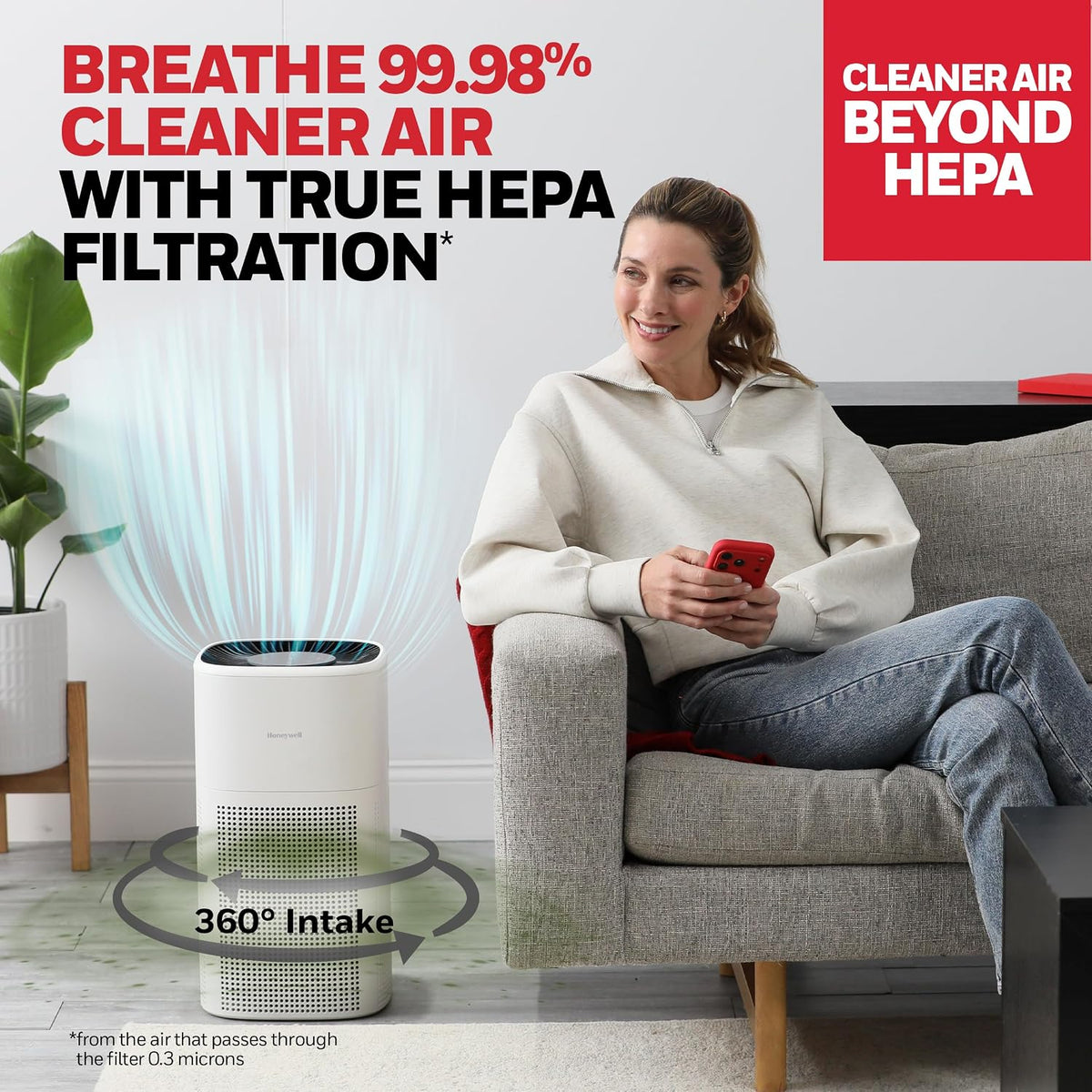 honeywell allergen plus 4-in-1 hepa air purifier for, package contents