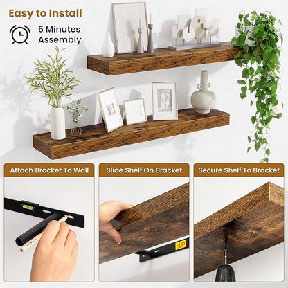 Fun Memories Bathroom Shelves 32 Inch Long Set of 2, Floating Shelves - Image 5