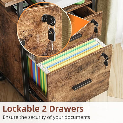 GYIIYUO 2 Wood Drawer Lockable File Cabinet - Image 6