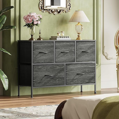 WLIVE Dresser for Bedroom with 5 Drawers, Long Storage Dresser, Fabric Dressers - Image 4