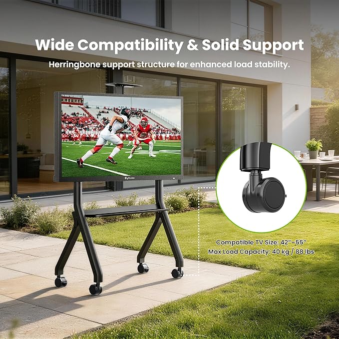 Sylvox Outdoor TV Rolling Cart, Heavy-Duty Y-Type Mobile TV Stand - Image 6