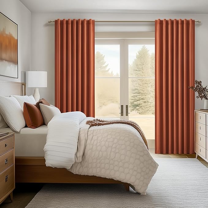 Fall Burnt Orange Curtains Blackout 108 Inches Long 2 Panels Set, Terracotta - Image 6