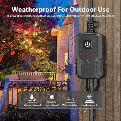 BN-LINK Outdoor Remote Control Outlet Plug Black, Indoor Wireless Outlet Switch - Image 3