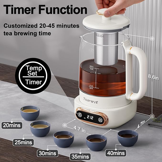 Topwit Electric Tea Kettle, 11 Temperature Control & 4 Presets Glass Kettle - Image 4