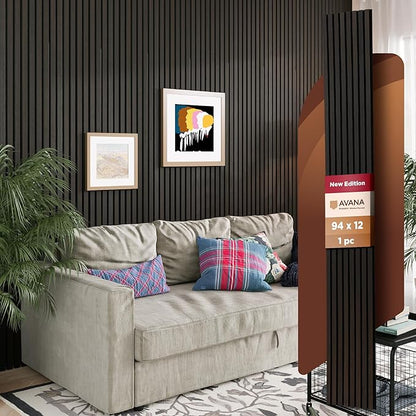 Avana Modern Acoustic Wood Wall Panels – 94.4 x 12.6 Inch Smoke Oak Acoustic by AvanaHome