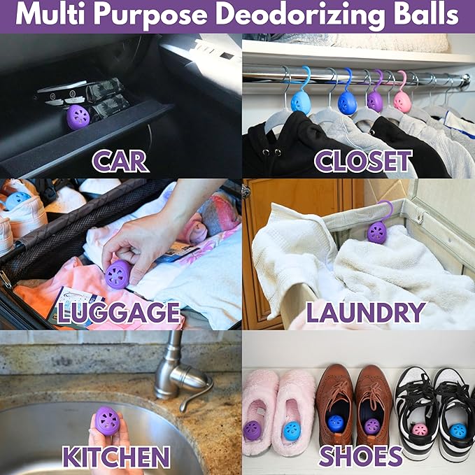 Air Jungles Shoe Deodorizer Balls 6 Ct, Lavender Scent, Odor Remover Balls - Image 7