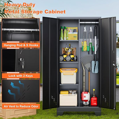 Storage Cabinet 61" H, Metal Outdoor Sheds - Image 5