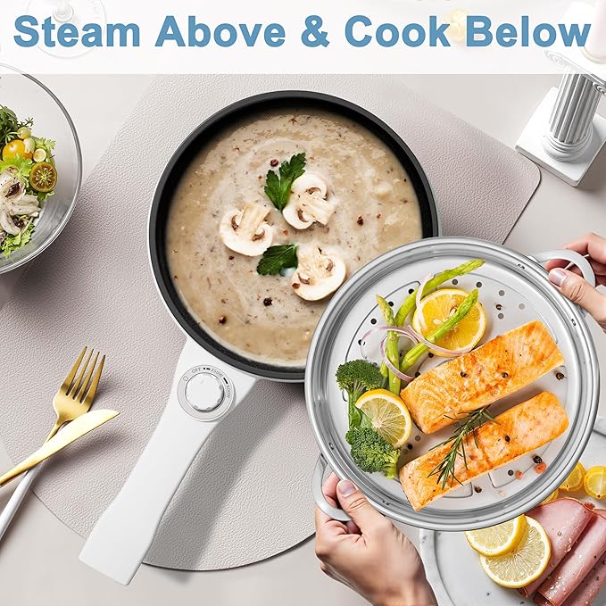Dezin Hot Pot Electric with Steamer Upgraded, Non-Stick Sauté Pan, Rapid - Image 4