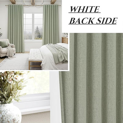 Sage Green Blackout Linen Curtains 90 Inches Long - Image 7