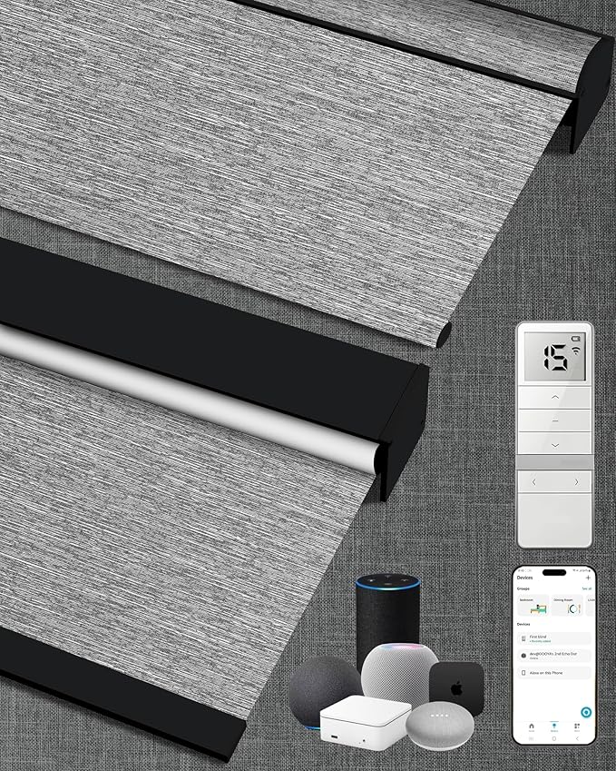 Kincmo Motorized Blinds with Remote, 100% Blackout Motorized Roller Shades Work by KincmoBlinds