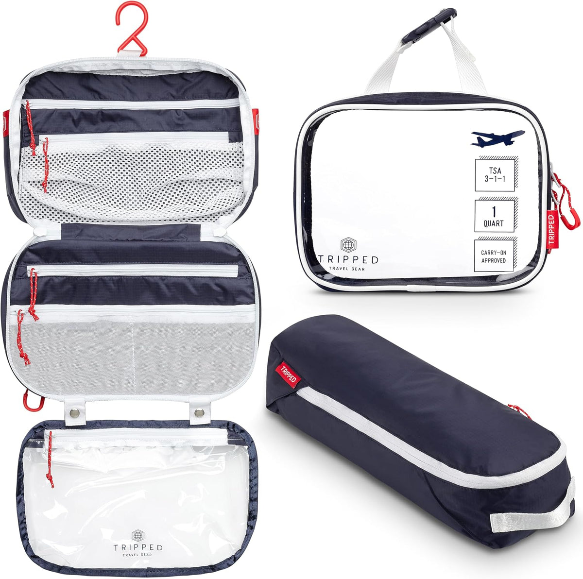TRIPPED Travel Gear 3-Piece Travel Toiletry Bag Set