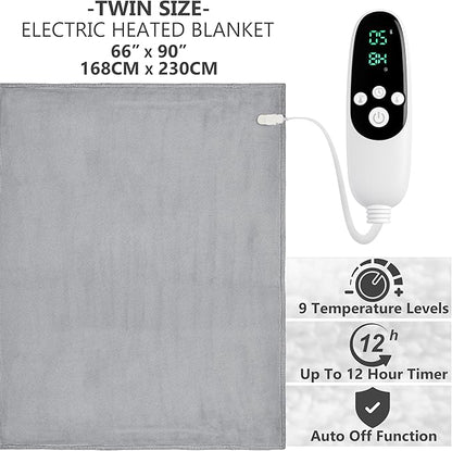 Heated Blanket Electric Luxurious Fleece Twin Blanket, 9 Heat Settings & 12H - Image 2