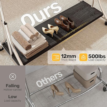 HOKEEPER Clothes Rack with Wood Shelves Height Adjustable Clothing Rack with - Image 5