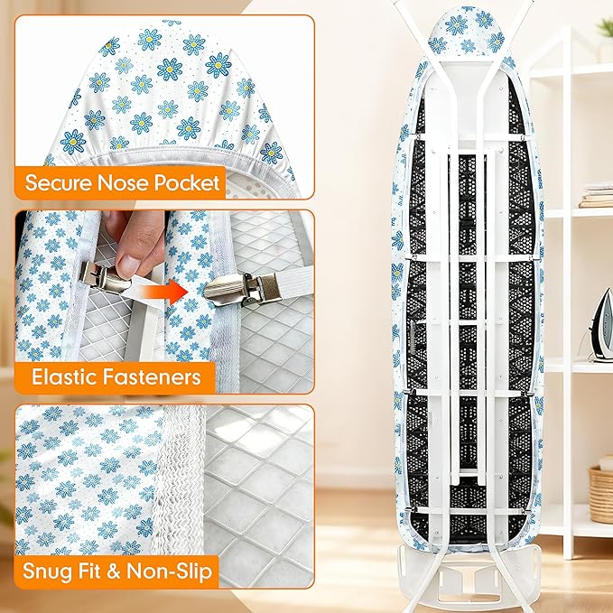 Ironing Board Cover and Pad, 18x49 Extra Wide Thick Iron Padding, Scorch & - Image 5