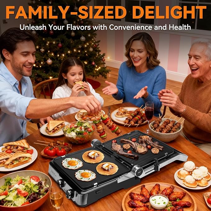 Baker's Friend 4-slice Panini Press Grill Cheese Sandwich Maker, Electric Grill - Image 7